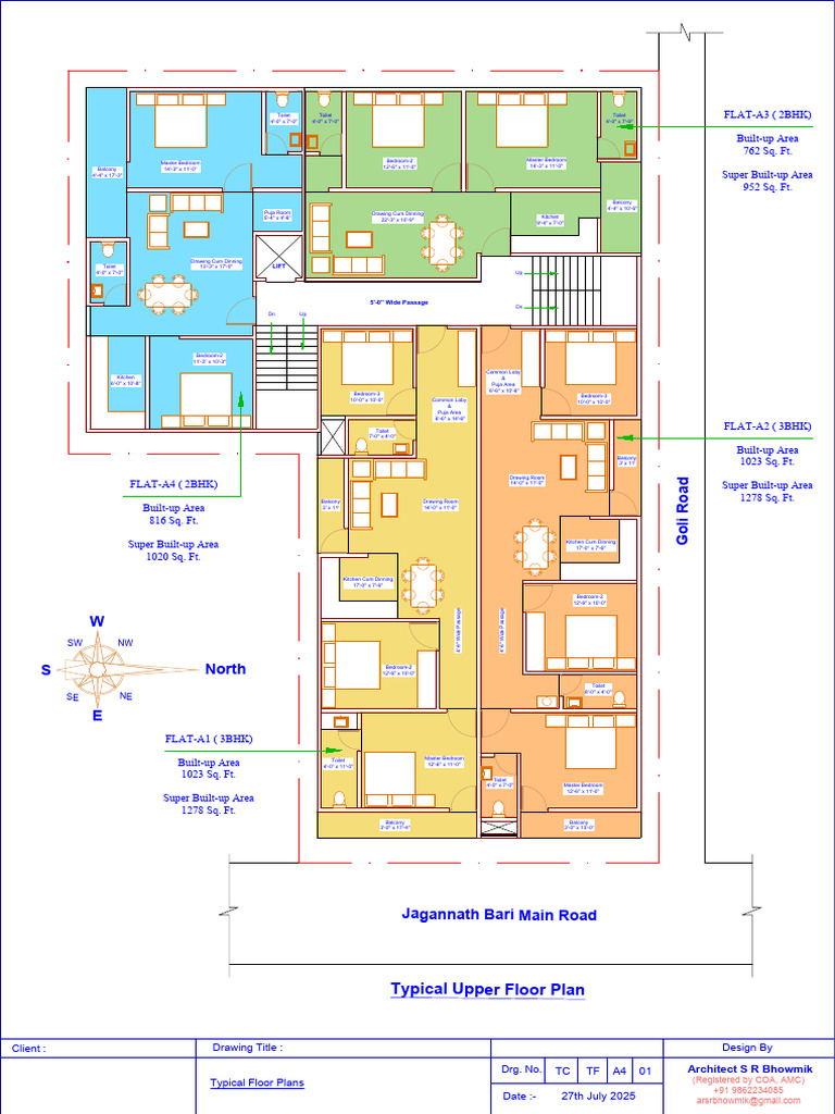 Typical Floor Plans for 2BHK & 3BHK Flats | PDF | Room | Interior Design