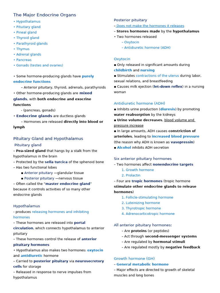 Overview of Major Endocrine Organs | PDF | Pituitary Gland | Endocrine ...