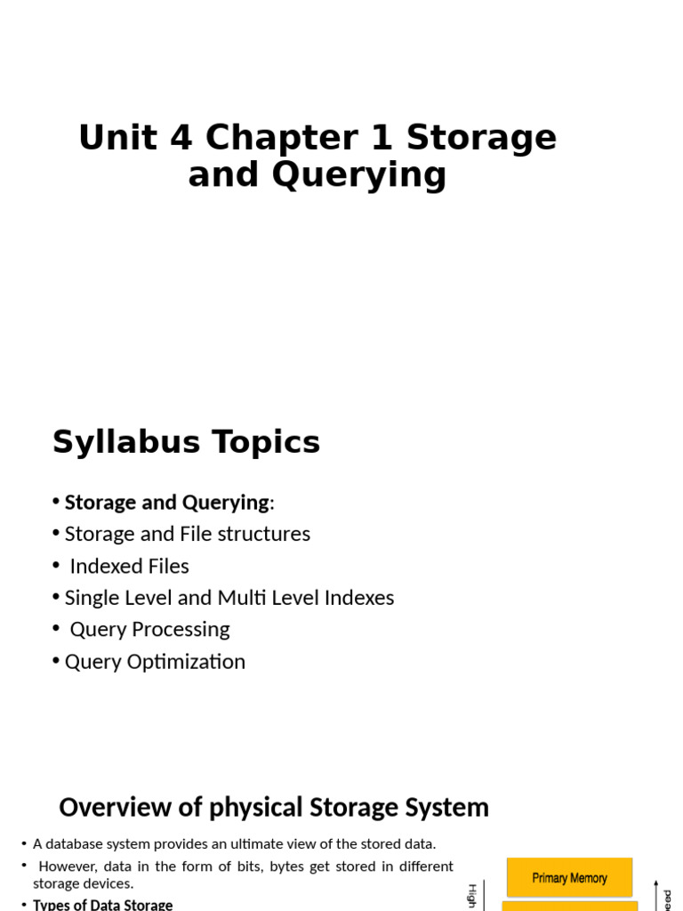 Storage and Querying in Databases | PDF | Database Index | Computer ...