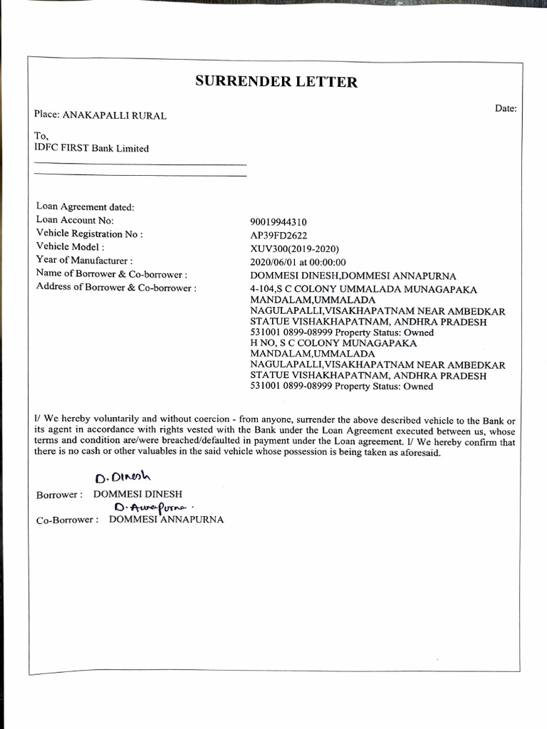 Sureender Letter . | PDF