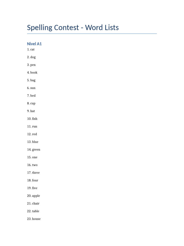 Spelling Contest Word Lists | PDF