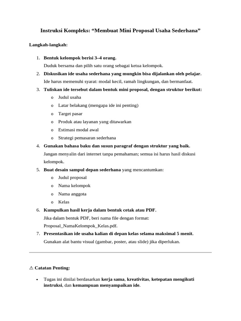 Mini Proposal Usaha Sederhana | PDF