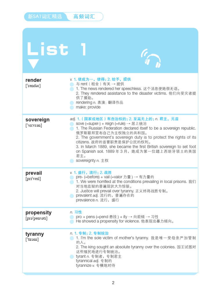 新SAT考试精选高频词汇 | PDF