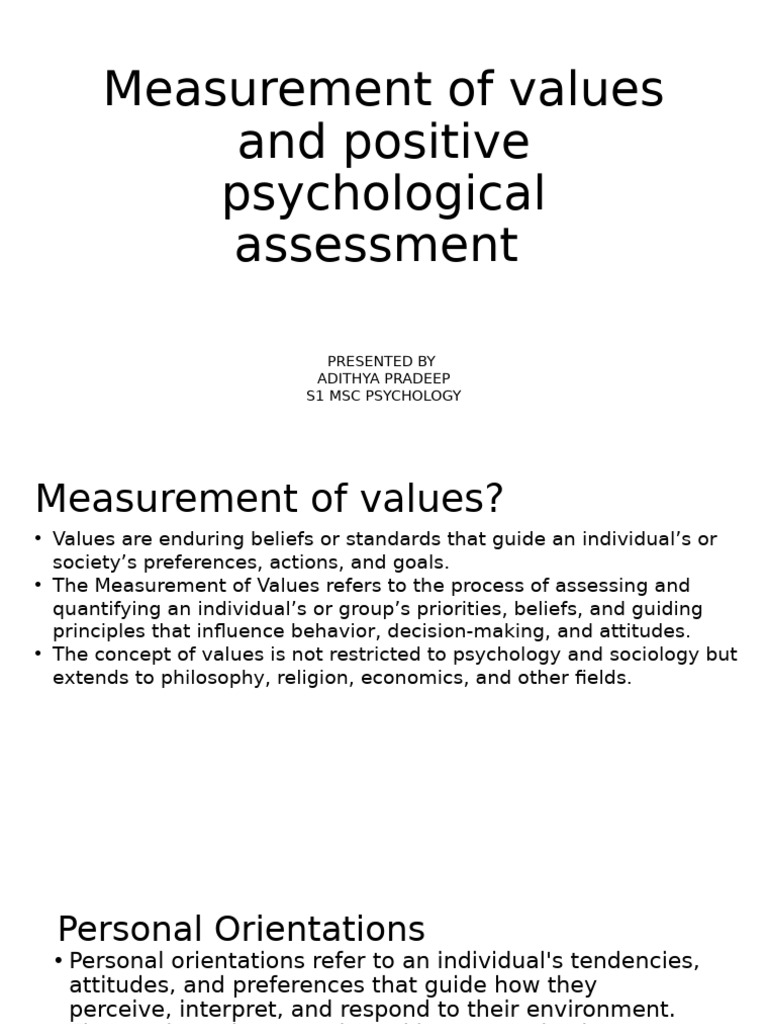 Measuring Values and Personal Orientations | PDF | Value (Ethics ...