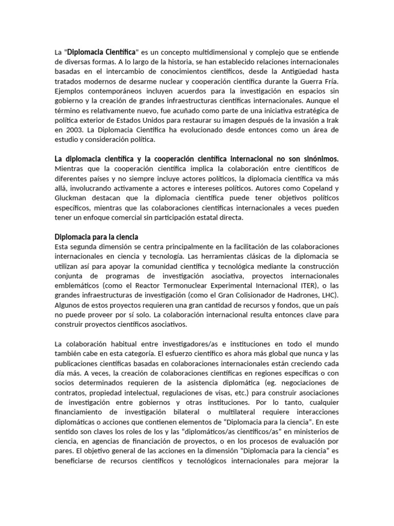 Diplomacia Científica: Conceptos y Estrategias | PDF | Diplomacia ...