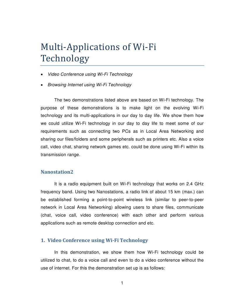 Wi-Fi Technology: Multi-Applications Guide | PDF | Wi Fi | Personal ...