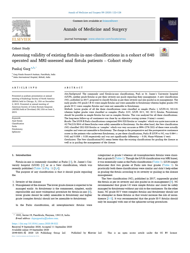 Validating Fistula-in-Ano Classifications | PDF | Urinary Incontinence ...