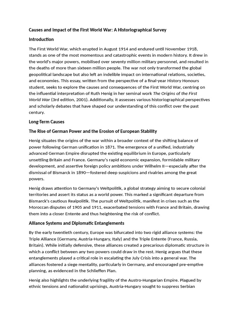 Causes and Effects of World War I | PDF | German Empire | Austria Hungary