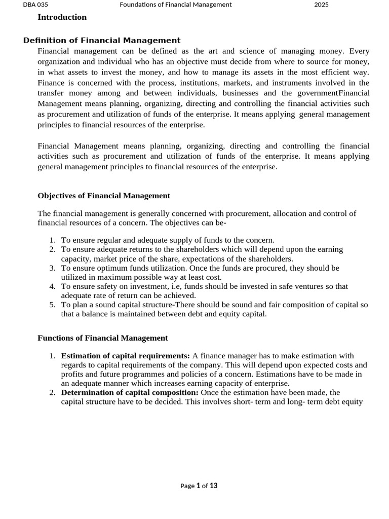 Financial Management Fundamentals Guide | PDF | Dividend | Capital ...