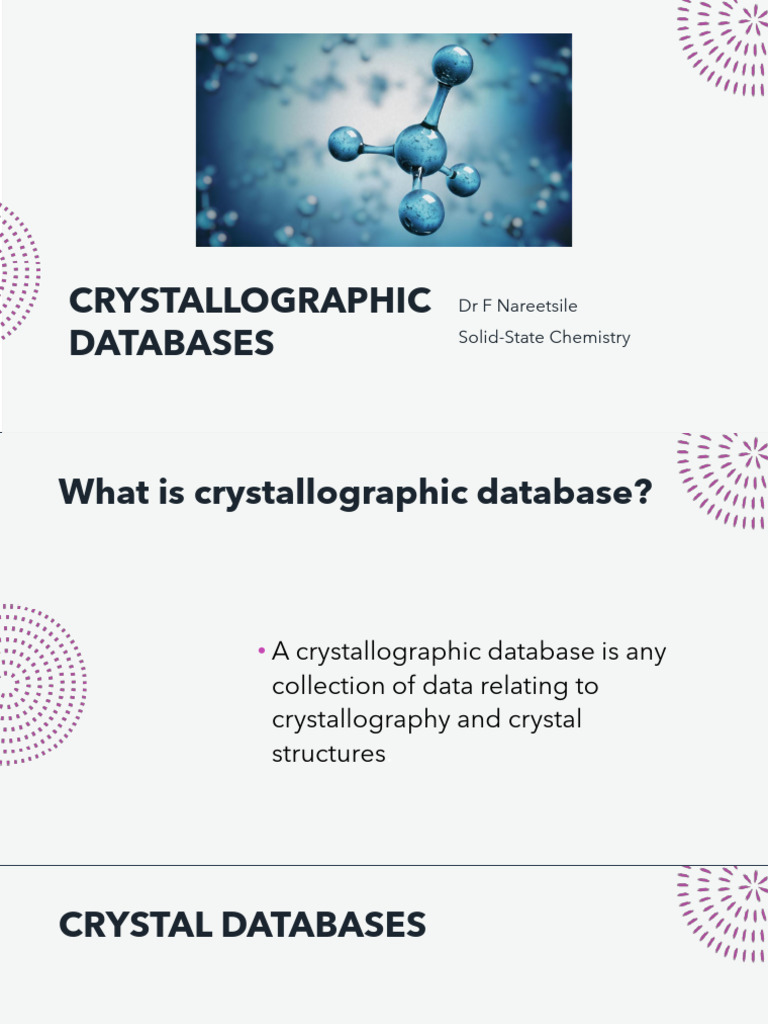 Overview of Crystallographic Databases | PDF | Crystallography ...