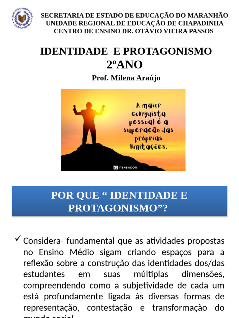 Identidade e Protagonismo no Ensino Médio | PDF