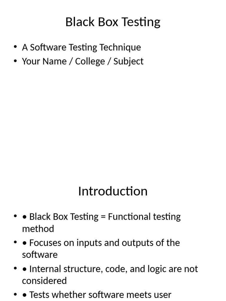 Black Box Testing Presentation | PDF