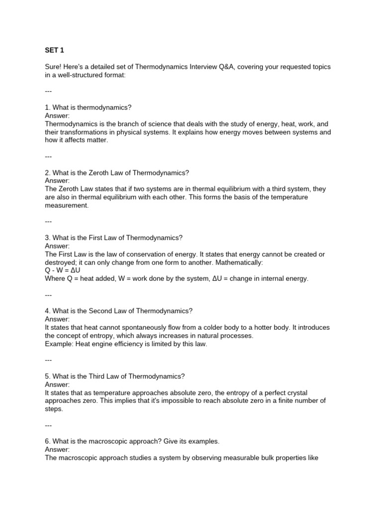 Set 1 | PDF | Heat | Laws Of Thermodynamics