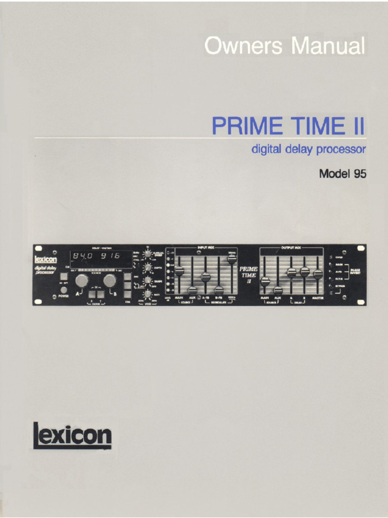 Lexicon - Primetime - 2 Owner's Manual | PDF