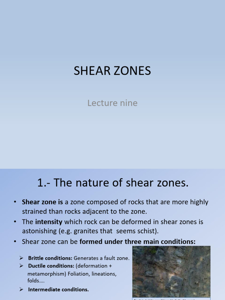 SGL 203 Lecture Nine Shearzones | PDF | Fault (Geology) | Ductility