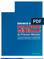 Enonce de Politique Generale de Laurent Salvador LAMOTHE