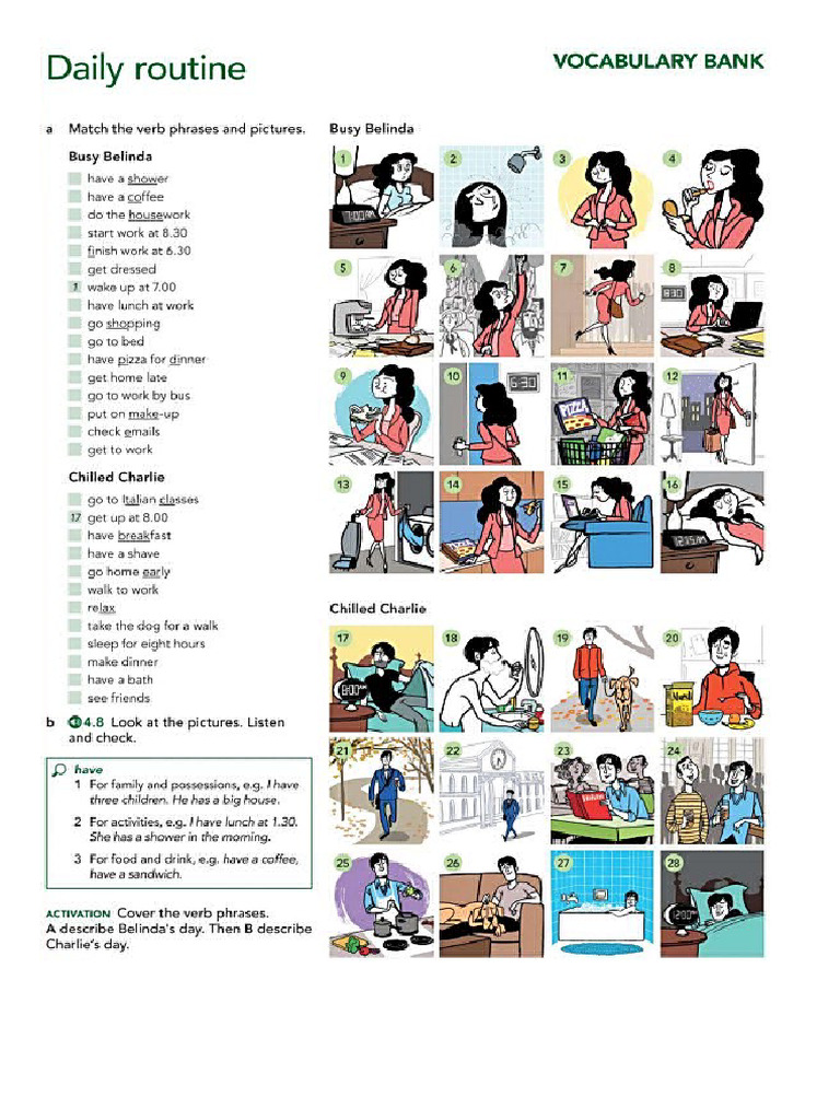 Daily Routine and More Verb Phrases | PDF
