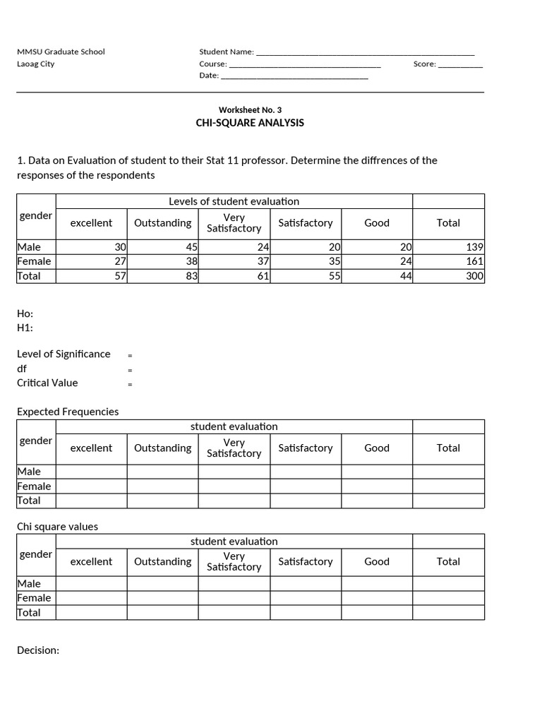 Chi-Square Analysis for Student Evaluations | PDF | Chi Squared Test