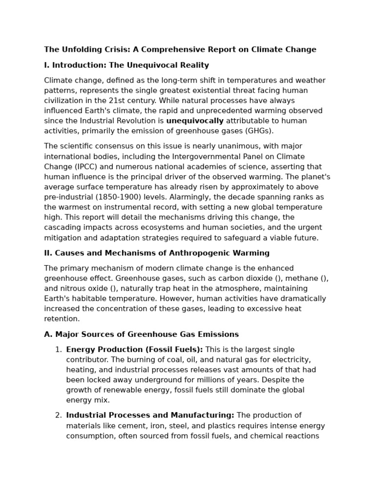 The Unfolding Crisis PDF Climate Change Climate Change Mitigation