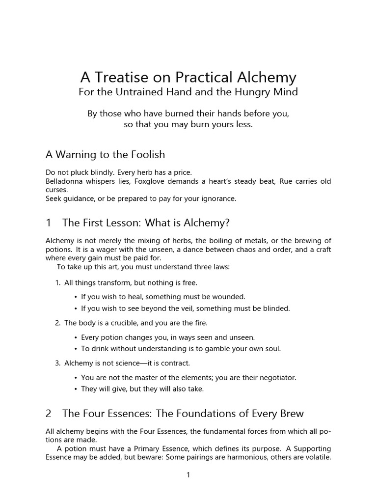 Practical Alchemy: A Beginner's Guide | PDF