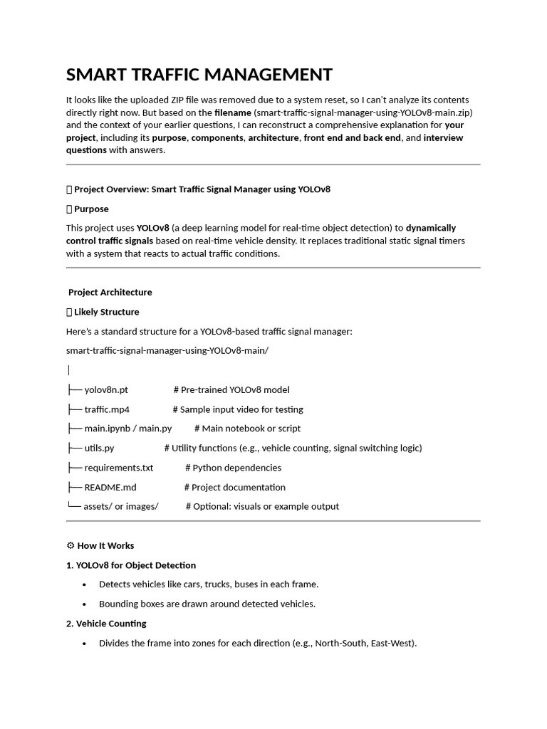 Smart Traffic Signal Management with YOLOv8 | PDF | Artificial ...