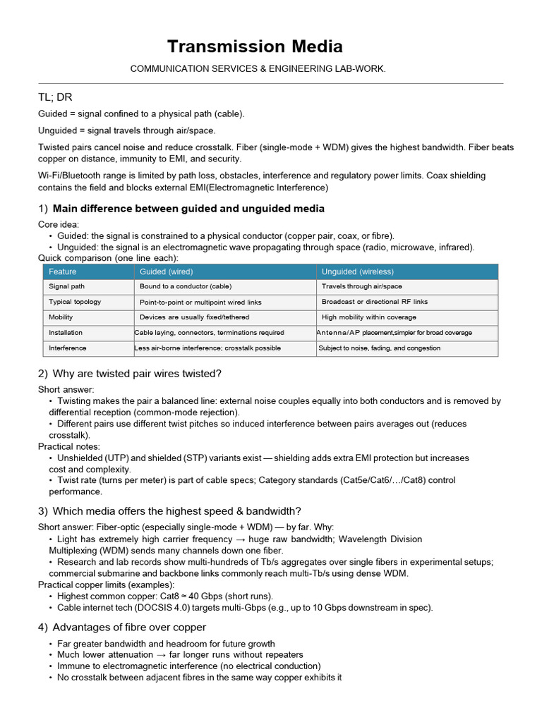 Guided vs Unguided Transmission Media | PDF | Transmission Medium ...