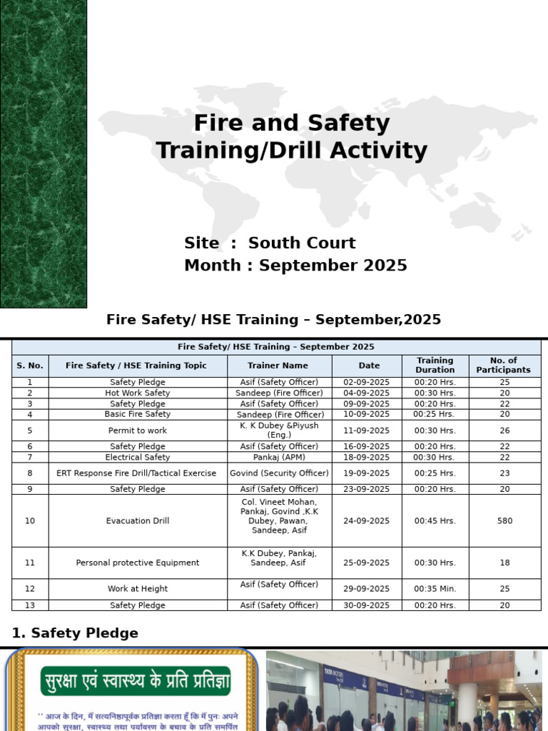 Fire Safety Training Schedule September 2025 | PDF | Personal ...