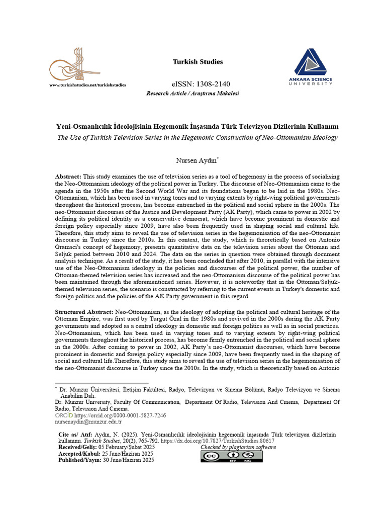 Turkish TV Series and Neo-Ottomanism | PDF | Hegemony | Turkey