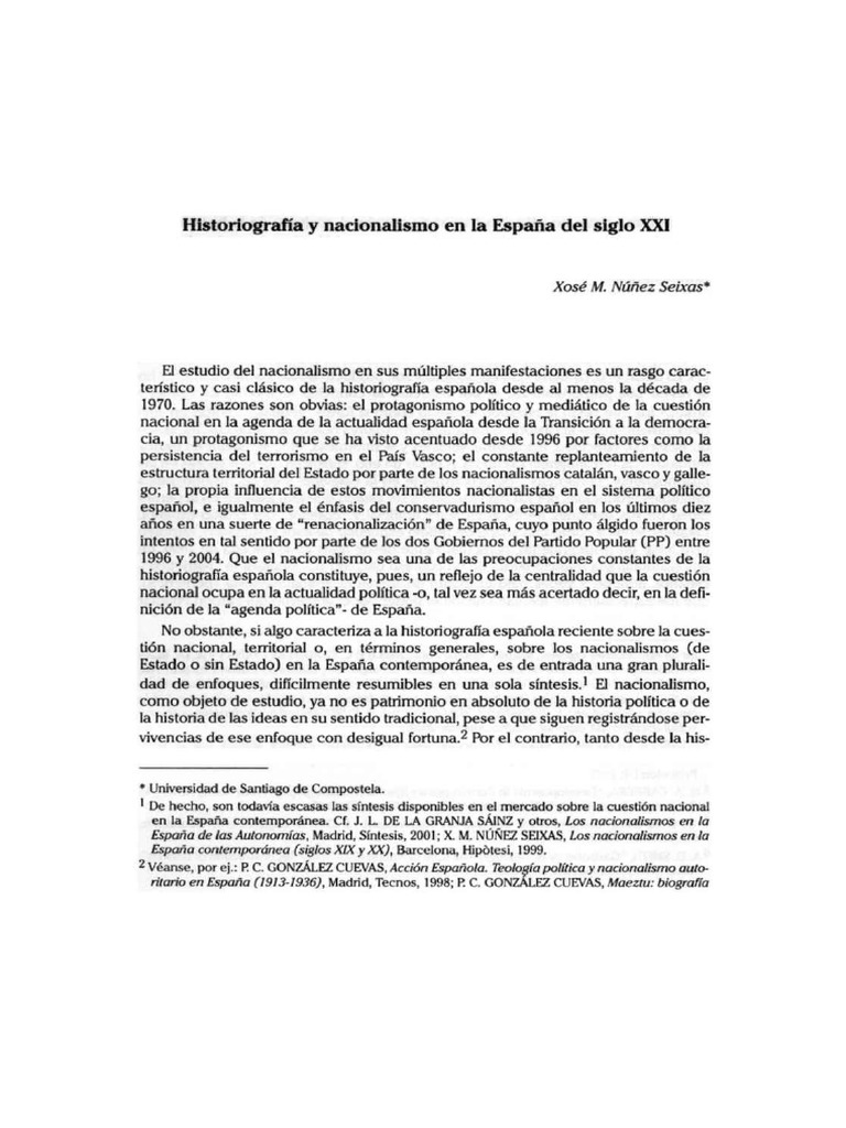Historiografia Y Nacionalismo en La Espana Del Siglo XXI-3740430 | PDF