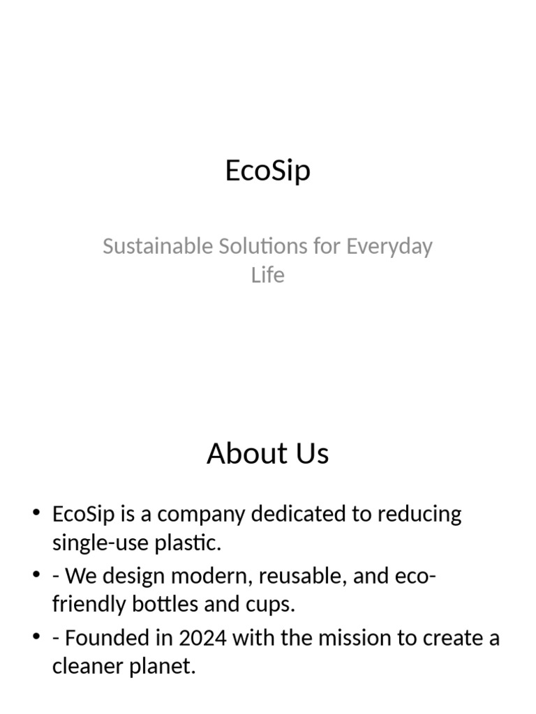EcoSip: Sustainable Reusable Solutions | PDF