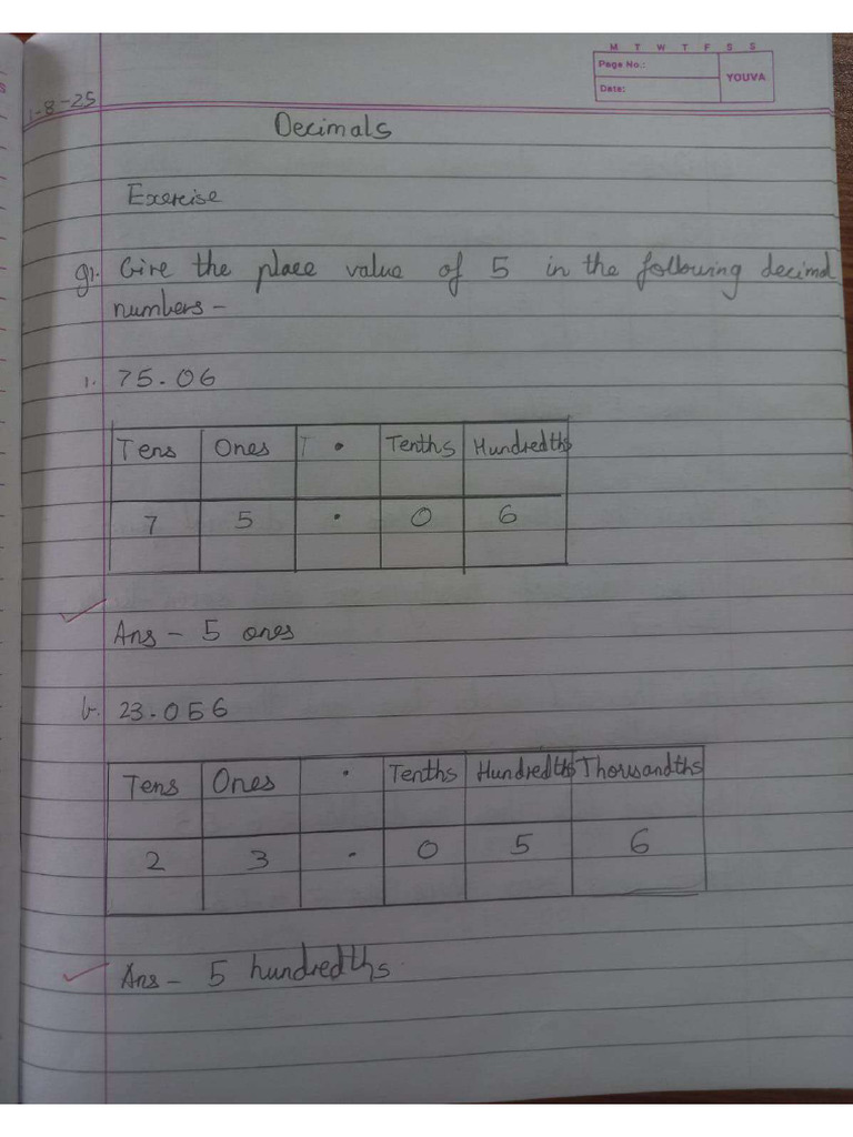 Mathematics Decimals Notes | PDF