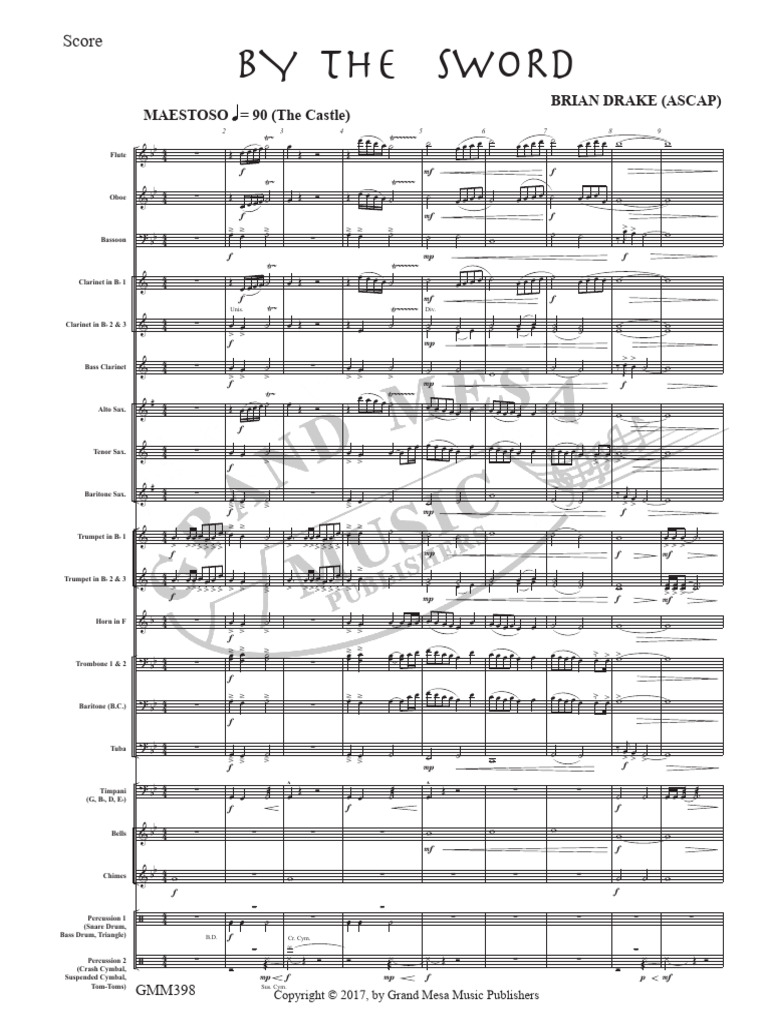 By the Sword - Musical Score | PDF | Saxophone | Musical Instruments