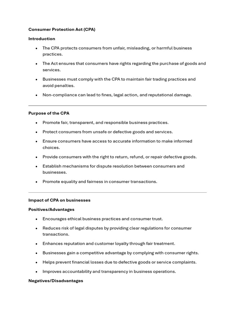 Understanding the Consumer Protection Act | PDF | Consumer Protection ...
