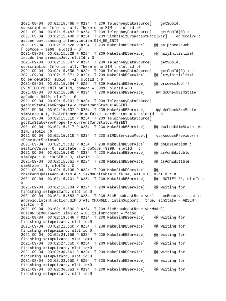 SIM State Initialization Logs | PDF