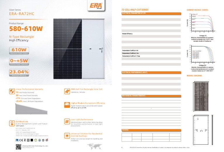 610W Half-Cut Solar Module Specs | PDF | Electrical Equipment ...