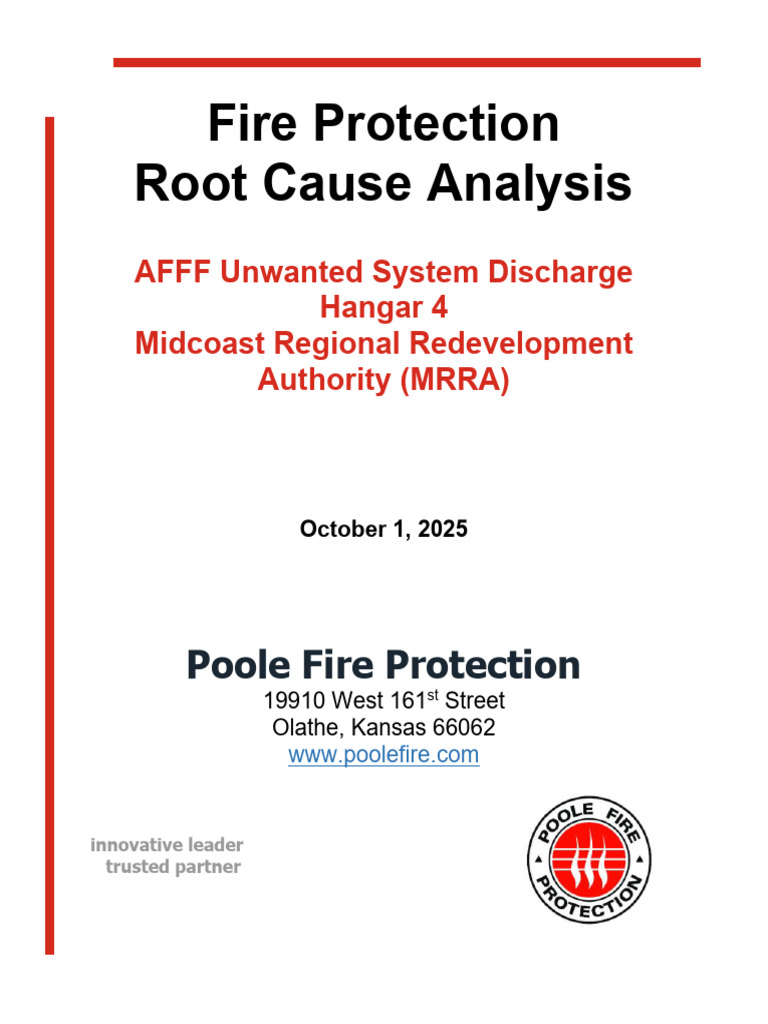 AFFF Discharge Root Cause Analysis Report | PDF | Fire Sprinkler System ...