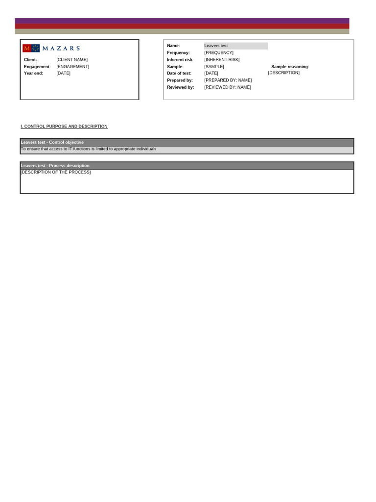 72 IT GC Work Paper - Test - Leavers EXAMPLE Sept 2016 | PDF