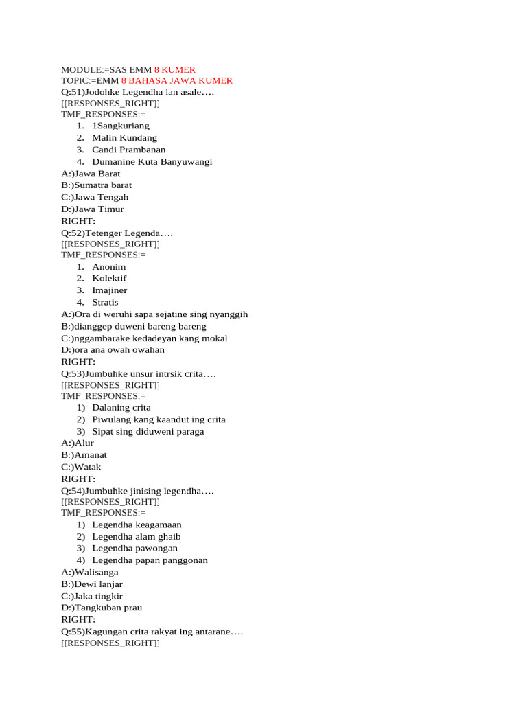 Sas Bahasa Jawa 8 Kumer Emm | PDF
