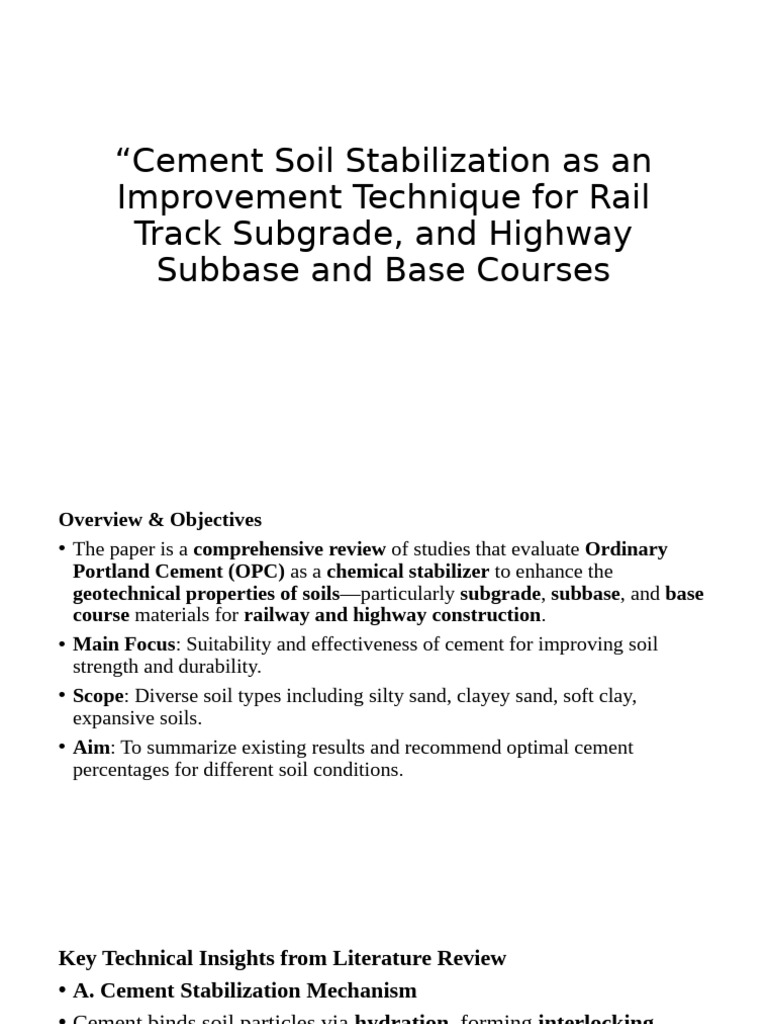 Cement Soil Stabilization for Roads | PDF | Cement | Soil