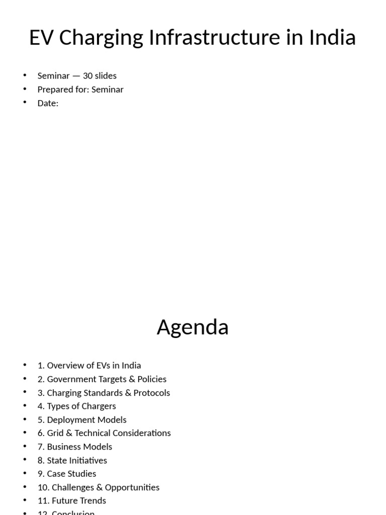 EV Charging Infrastructure India Seminar 30slides | PDF | Electric ...