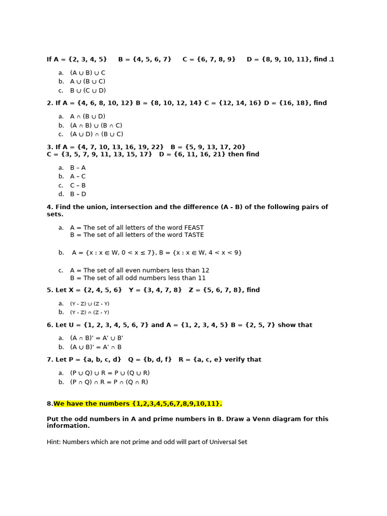 Set Operations and Venn Diagrams | PDF