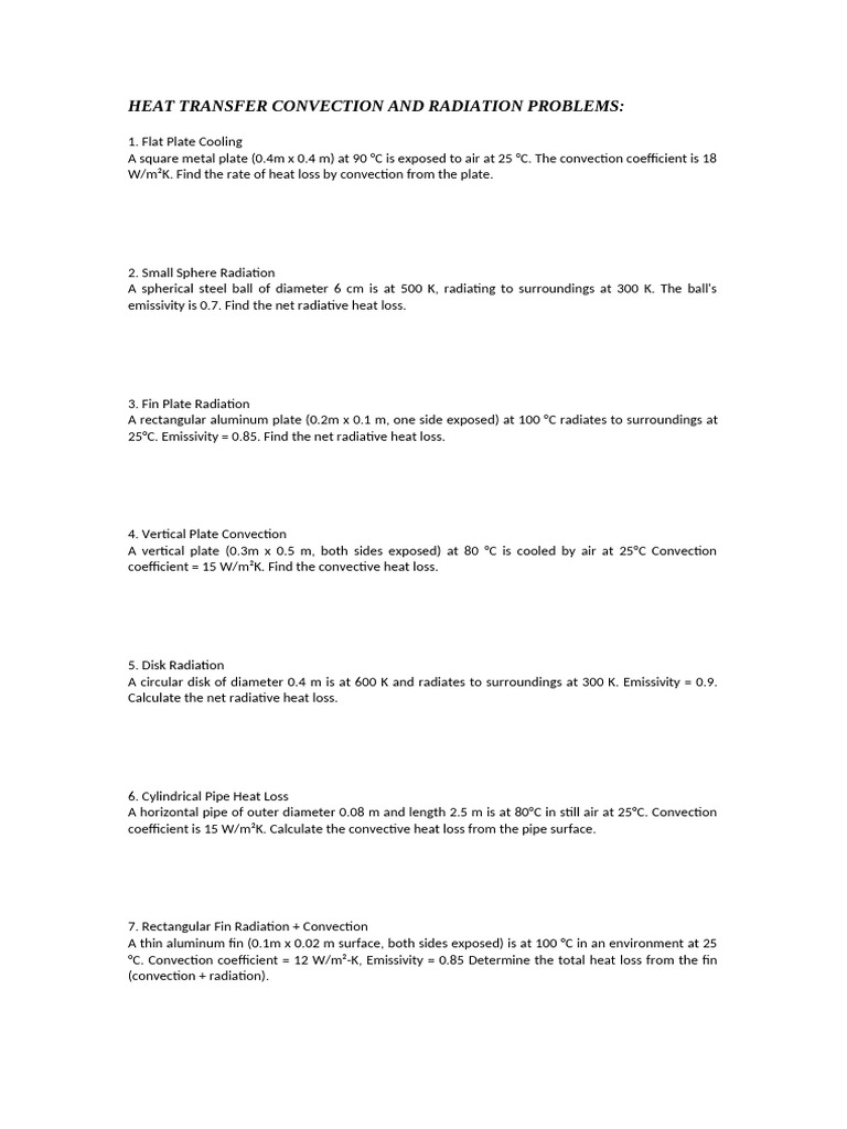 Heat Transfer Convection and Radiation Problems | PDF | Heat Transfer ...
