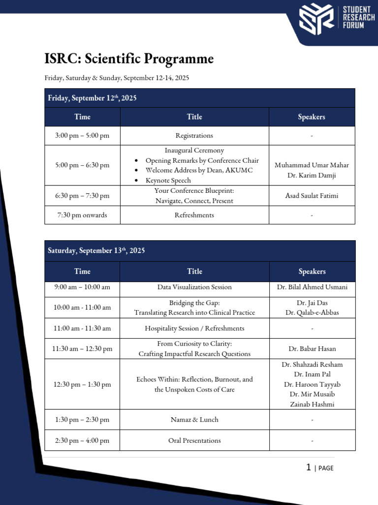 ISRC Itinerary 2025 - In-Person | PDF