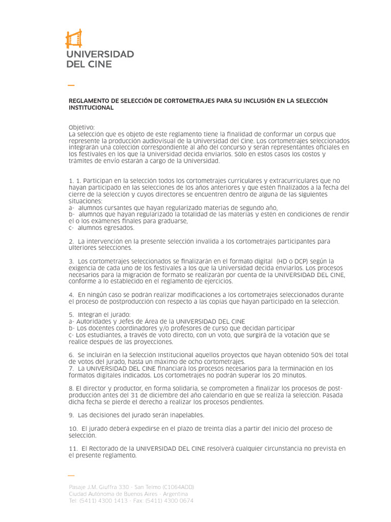 Reglamento Pasaje A Filmico 2012 | PDF