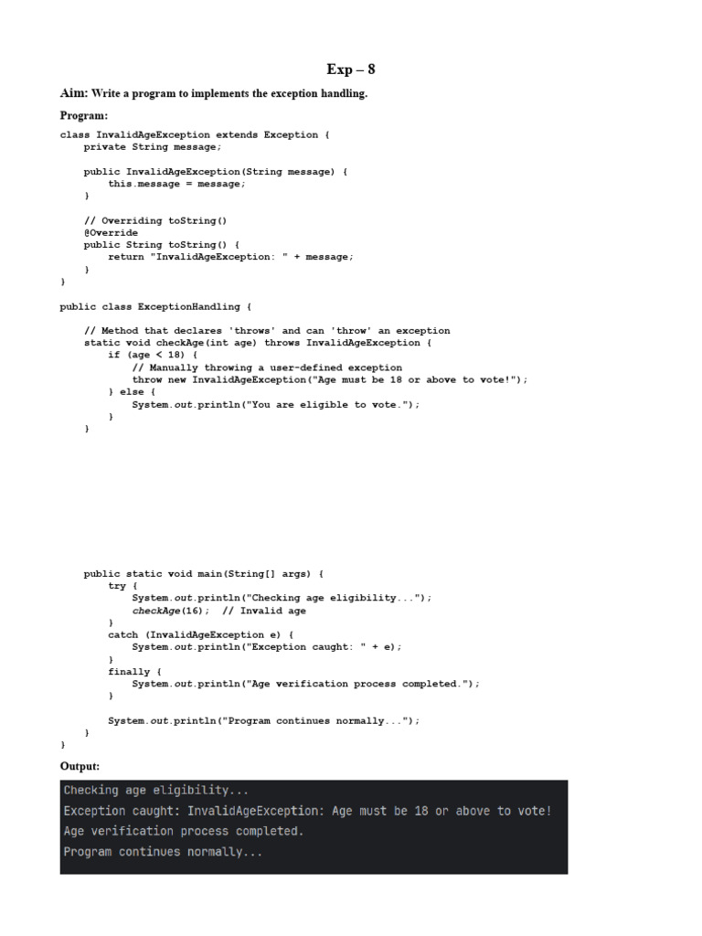 Java Exception Handling Example | PDF