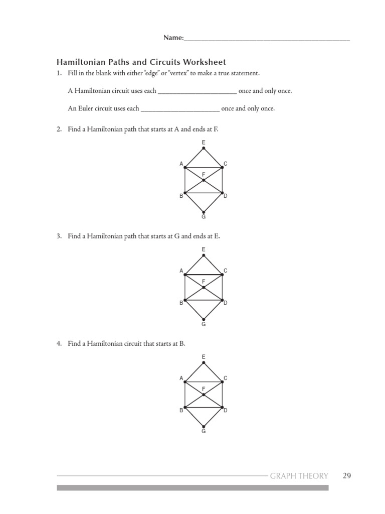 Hamiltonian Paths and Circuits Worksheet | PDF | Vertex (Graph Theory ...
