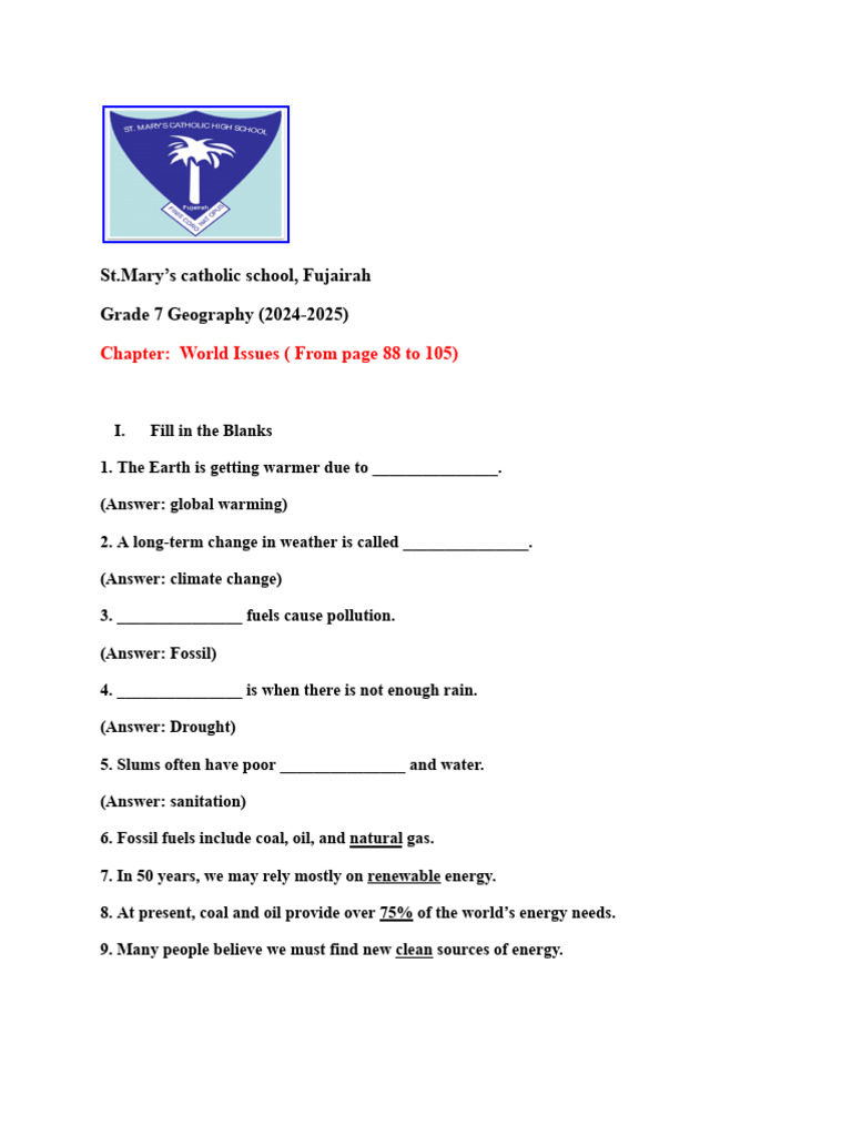 World Issues Notes Combined | PDF | Climate Change | Poverty