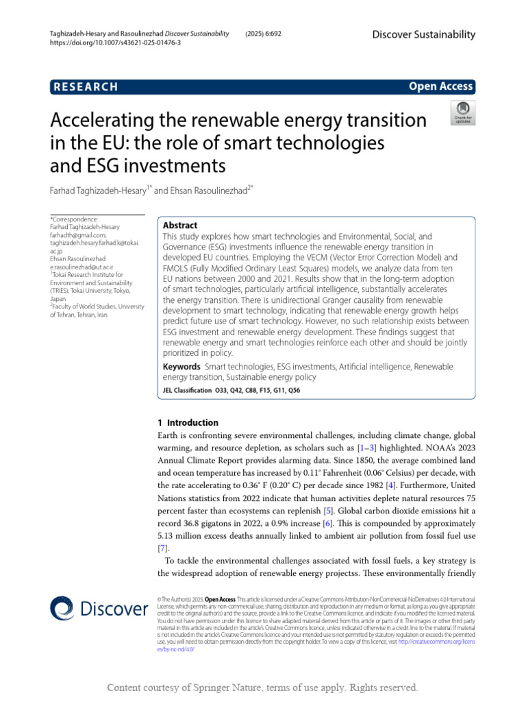 Smart Tech and ESG in EU Energy Transition | PDF | Renewable Energy ...