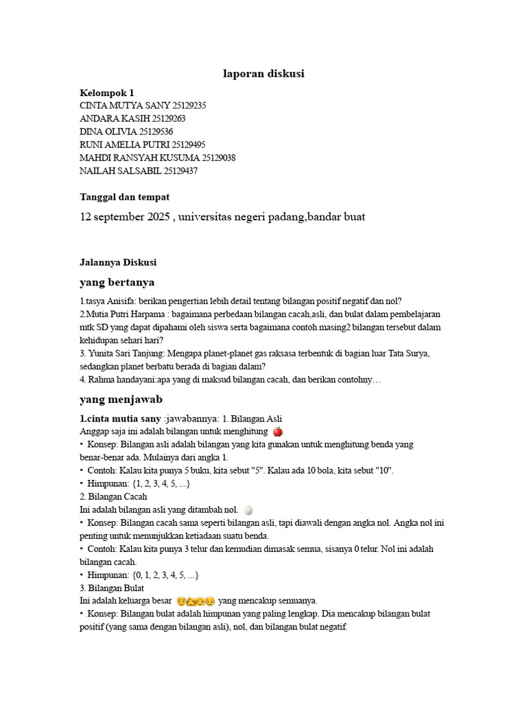 Diskusi Bilangan dalam Matematika SD | PDF