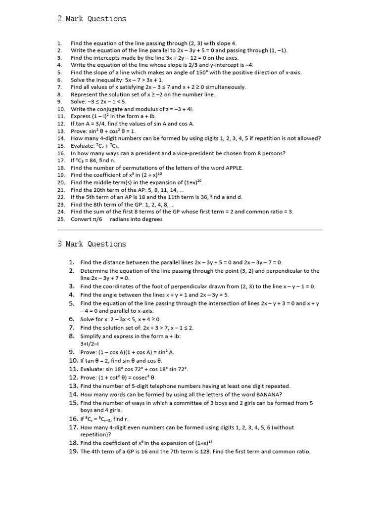 Math Problem Set: Lines, Angles, and Inequalities | PDF | Inequality ...